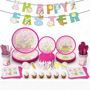 Juego de Platos de Papel con Diseño de Conejo para Fiesta Temática de Pascua DAMAI, Vajilla Desechable, Decoraciones para Fiesta de Pascua con Pancarta de Conejo - Product Image 2