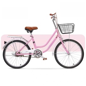 <span class=keywords><strong>Bicicletta</strong></span> <span class=keywords><strong>da</strong></span> <span class=keywords><strong>donna</strong></span> per adulti, 24 pollici, telaio rigido in acciaio ad alto tenore di carbonio, freni a V doppi, leggera, stile retrò, per pendolari universitari, a velocità singola - Product Image 3