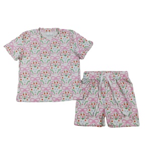 Ensembles de vêtements pour filles, t-shirts et shorts respirants à fleurs, style décontracté d'été, 2 pièces, nouveaux designs, vêtements pour bébés filles - Product Image 1