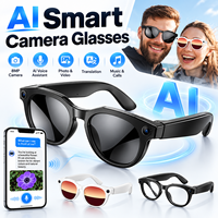 Lunettes Intelligentes IA avec Caméra 8MP, Photos 32MP, Appel Vidéo 1080P, Transfert WiFi, Activation Vocale, Traduction 10 Langues, IP66, Recharge Magnétique
