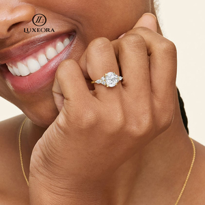 Luxeora 1-3 karaat D-F VVS VS lab-diamanten ring, ovaal geslepen verlovingsring, geelgouden juweel met 18K massief geelgouden ring - Product Image 5