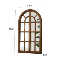 Espejo Decorativo Rústico de Madera Grande, Hecho a Mano, con Marco de Madera, Estilo Arco, para Montar en la Pared o de Pie, Decoración Rústica para el Hogar