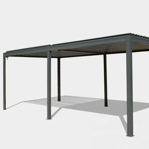 Toldo impermeable para exteriores con persiana de aluminio gris de 10 'x 20' con techo de acero ajustable - Product Image 1