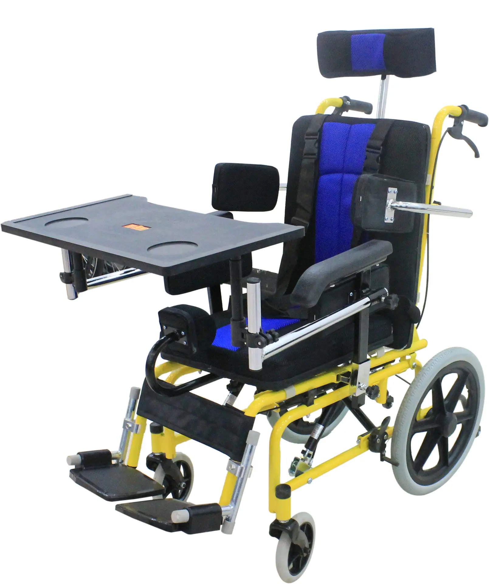 Tekerlekli sandalye ortopedik serebral palsi yüksek geri uzanmış engelli çocuk tekerlekli sandalye ayarlanabilir kafalık ile