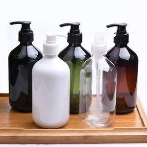 Bouteille de shampooing en plastique PET transparente ambrée verte personnalisée de 100 ml, 200 ml, 300 ml, 400 ml, 500 ml, bouteille d'huile capillaire avec pompe à lotion - Product Image 1