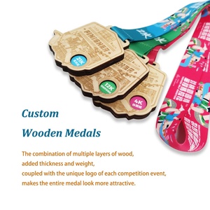 Fabricante de Medallas, Medallas de Madera de Bambú al por Mayor, Grabado e Impresión a Color, Medalla de Finalista de Maratón, Medallas de Madera Personalizadas - Product Image 4