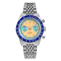 Montre à quartz de plongée en verre saphir avec cadran rétro chronographe en acier inoxydable sport montre super lumineuse