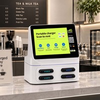 Mini borne de location de batteries externes partagées pour bureau, 4 emplacements, chargeur portable 8000 mAh, distributeur automatique avec écran 10,1 pouces, charge rapide