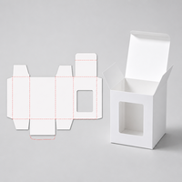Boîte cadeau blanche personnalisée avec fenêtre en PVC, boîte pliante carrée pour bougie, savon, tasse, cosmétiques, mariage, écologique et recyclable