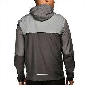 Veste coupe-vent sans capuche pour homme, respirante, col mandarin, color-block, sportive, fermeture éclair sur le devant, gris noir, nylon/polyester - Product Image 4