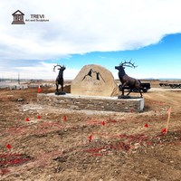 Estatuas de Alce de Bronce a Tamaño Real, Par a Juego, de TREVI - Escultura Personalizada de Vida Real para Entrada de Propiedades y Resorts, Fabricada con la Técnica de Cera Perdida