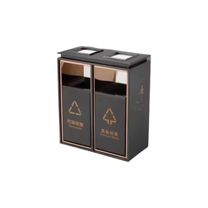 Poubelle de cendrier verticale en <span class=keywords><strong>acier</strong></span> inoxydable à chambre double avec corps peint pour utilisation dans le couloir intérieur du bar Internet du café de l'hôtel - Product Image 6