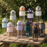 Bouteille d'eau Tritan sans BPA de 500 ml pour enfants, avec paille, anti-fuite, manchon en silicone antidérapant, compatible eau bouillante - Vente en gros