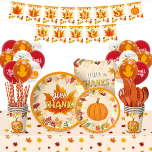 Decoraciones para Fiestas de Otoño, Juego de Vajilla con Tema de Hojas de Arce, Servilletas, Vasos de Papel para Cena, Decoraciones para Mesa de Fiesta - Product Image 2