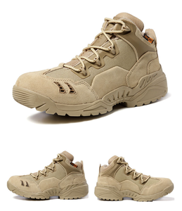 Botas Tácticas de Combate TSB11-2, Transpirables, con Malla de Drenaje, Color Marrón y Negro, para Desierto y Selva, de Cuero Genuino Negro - Product Image 4