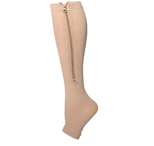 Toptan 15-20 mmhg varis çorabı kısa fermuar açık ayak TZ tıbbi çorap ile erkekler kadınlar için yaz uyluk yüksek uzunluk