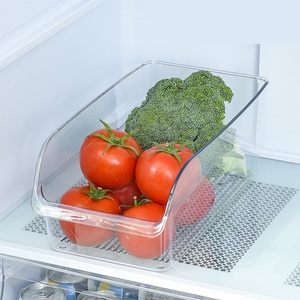 Best Sell Medium-sized Pantry <strong>Storage</strong> Stackable <strong>Plastic</strong> Clear Bpa Free Refrigerator Fridge Organizer <strong>Bins</strong> With Handles - Product Image 6