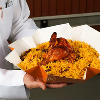 Nouvelle conception de boîte à riz en carton pour restaurant halal Kabsa, pliable, hexagonale, en papier, pour l'emballage de poulet Mandi