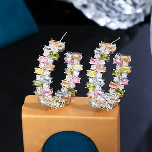 Pendientes de Aro Coloridos con Diseño de Dopamina para Mujer, Grandes, Elegantes y Modernos - Product Image 1