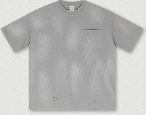 Estivo Trendy marchio americano pesante sputing ippocastano sfumato t-shirt a maniche corte da uomo di grandi dimensioni con Set di Shorts - Product Image 1