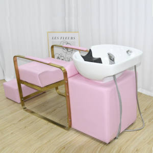 Modernes Rosa <span class=keywords><strong>Shampoo</strong></span>-Set für Friseursalons Verstellbare Rückwärtswascheinheit mit Keramikbecken Stühle Günstige Möbel mit Stilvollem Waschbecken - Product Image 4