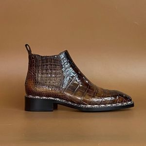 Botas Chelsea de Piel de Cocodrilo 100% Genuinas para Hombre, Botas de Tobillo Hechas a Mano con Suela Goodyear para Negocios, Fiestas y Bodas - Product Image 3