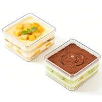 Boîte à tiramisu en plastique jetable de qualité alimentaire avec couvercle transparent pour pâtisserie occidentale, mousse, gâteau, dessert, contenants d'emballage