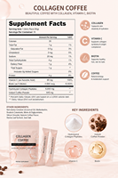 Poudre de café au collagène en sachet individuel avec biotine, soin beauté de la peau, anti-âge, soin des cheveux et des ongles, complément alimentaire, étiquette privée OEM disponible