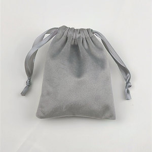 Pochette à cordon en velours gris épais et doux, sac de rangement de luxe pour bijoux et montres, doublure douce, anti-rayures, anti-poussière, petit sac cadeau - Product Image 6