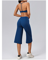 Nouveau soutien-gorge de sport à bretelles en Y pour femme, pantalon capri fluide taille haute à jambe large, tenue de sport douce pour le yoga et le fitness