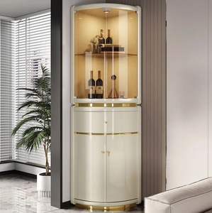 Living Room Furniture Metal Corner Modern Luxury Bar Wine <strong>Cabinet</strong> Storage <strong>Drinks</strong> <strong>Cabinets</strong> Glass <strong>Display</strong> LED Lights Wine <strong>Cabinet</strong> - Product Image 1