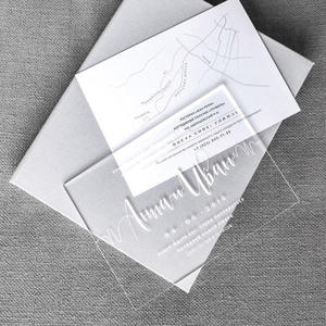 Nicro nouveauté acrylique UV impression Invitations de mariage plexiglas or estampage enveloppe cartes <span class=keywords><strong>d</strong></span>'<span class=keywords><strong>invitation</strong></span> de mariage - Product Image 2