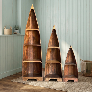 Best Collection Vintage <b>Wooden</b> Boat Style Bookshelf Unique Display Antique Himalayan Art - Product Image 6