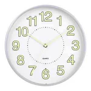 Night Light Wall Clock 12Inch Silent Round Battery Operated Clock For Living Room Sound Sensor And Adjustable