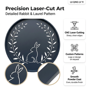 <span class=keywords><strong>Portail</strong></span> piétonnier de luxe en aluminium avec médaillon découpé au laser motif lapin <span class=keywords><strong>et</strong></span> laurier, serrure à clavier intelligent, couleur anthracite - Product Image 3