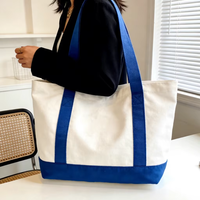 Sac fourre-tout uni personnalisé avec logo imprimé, poches zippées et longues poignées, sac de shopping en toile de coton imprimé de taille moyenne
