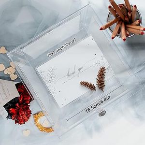 Acrylic <strong>Wedding</strong> <strong>Card</strong> <strong>Box</strong> with Picture Frame <strong>for</strong> Photos, Large Rotatable Envelope <strong>Post</strong> Money Gift <strong>Box</strong> Holder with Lock Slot - Product Image 3