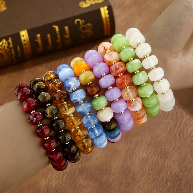 Go2boho Bohemian Geometric Multicolor Acrylic Beaded Stretch Bracelet Stackable Elastic Bangle for Women Party Trendy Wholesale