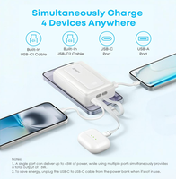 Batterie externe Anker 20000mAh pour éclairage extérieur, charge rapide 45W avec double câble USB-C intégré et port USB-A