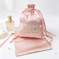 Pochette de luxe en satin de soie avec cordon de serrage, sac en satin de soie pour extensions de cheveux avec logo personnalisé et ruban