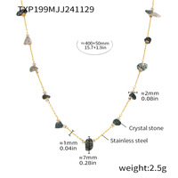Ensemble collier et bracelet en perles de cristal vert naturel, bijoux faits à la main pour femmes, acier inoxydable, vente en gros