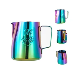 304 Stainless Steel Barista Craft Latte Art 400ML 600ml Espresso Colorful Custom Swan Milk Frothing Jug Coffee Pitcher