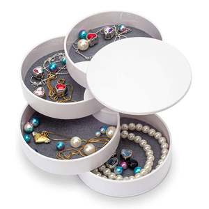Boîte de rangement à bijoux à 5 niveaux, petit organisateur de boucles d'oreilles, plateau rotatif de voyage avec couvercle pour bracelets et bagues - Product Image 1
