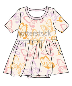 <span class=keywords><strong>Vestito</strong></span> per Bambine in Bambù a Maniche Corte, Nuova Collezione con Stampa Arcobaleno, Tulipani e Farfalle, Morbido e Confortevole per Uso Quotidiano - Product Image 5
