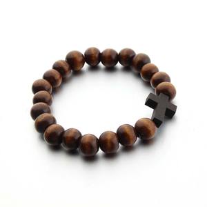 Bracelet en <span class=keywords><strong>bois</strong></span> avec pendentif géométrique en forme <span class=keywords><strong>de</strong></span> croix, couleur café, en alliage fait main, style bohème, pour femmes - Product Image 2