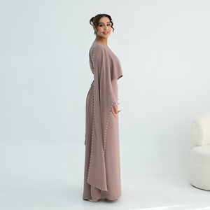 MEXIZO 2026 <span class=keywords><strong>Grossiste</strong></span> Robe Abaya Musulmane Moderne de Luxe Style Aïd, Modèle Cape avec Bordure Perlée pour Usage Quotidien - Product Image 6