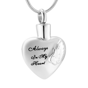 Bijoux de crémation pour cendres, ailes d'ange d'amour en acier inoxydable avec gravure souvenir commémoratif urn pendentif collier - Product Image 1