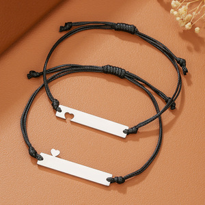 Pinky Promise Heart <b>Bracelet</b> Set Stainless Steel Adjustable <b>Couple</b> Gift Unisex Jewelry - Product Image 3
