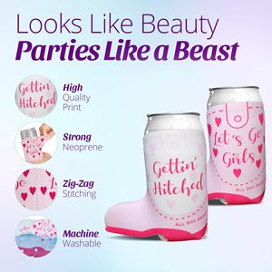 Nashville Country <b>Boot</b> Inspired Skinny Slim Can Coozies Insulated Neoprene Drink <b>Holders</b> for Bridal Shower Bachelorette Party - Product Image 2