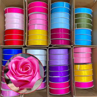 Ruban en satin polyester de haute qualité, 196 couleurs, simple/double face, rouleau de 100 yards, 4 cm, pour la création de rubans, de roses, de fleurs, de bouquets